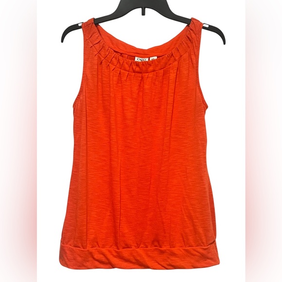 CATO Large Orange Sheer Sleeveless Tank Top Blouse Lightweight Stretch - Picture 1 of 6